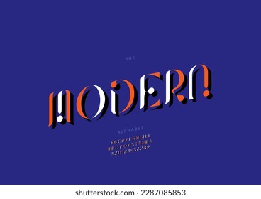 Vector of stylized modern font and alphabet