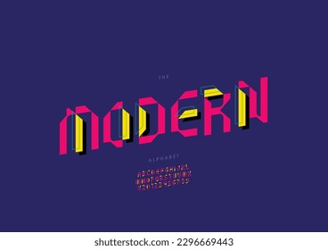 Vector of stylized modern font and alphabet