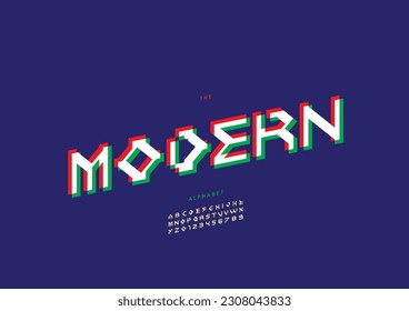 Vector of stylized modern font and alphabet