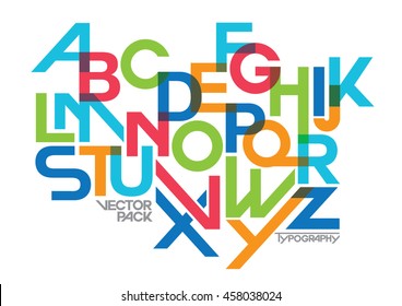 Vector of stylized modern font and alphabet