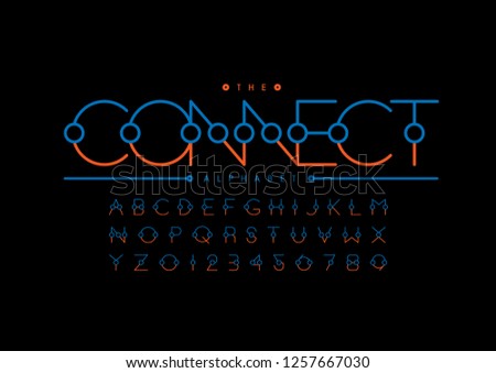 Vector of stylized modern font and alphabet