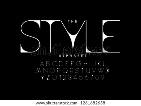 Vector of stylized modern font and alphabet
