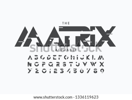 Vector of stylized modern font and alphabet