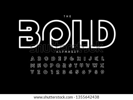 Vector of stylized modern font and alphabet