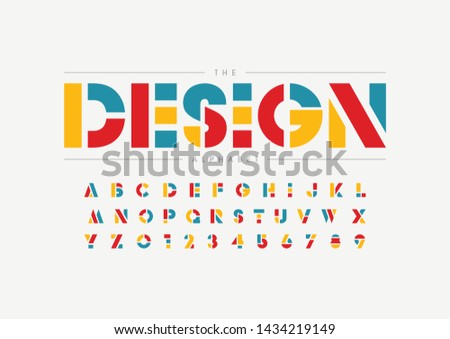 Vector of stylized modern font and alphabet