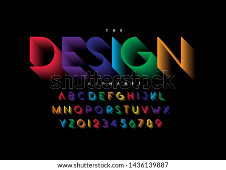 Vector of stylized modern font and alphabet