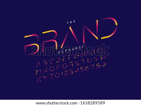 Vector of stylized modern font and alphabet