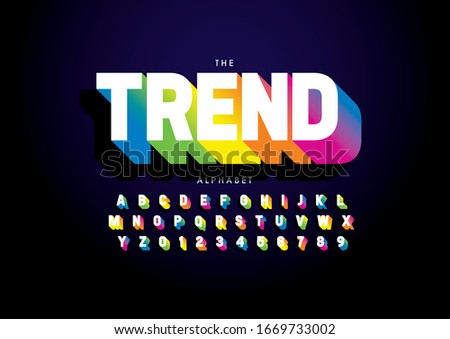 Vector of stylized modern font and alphabet