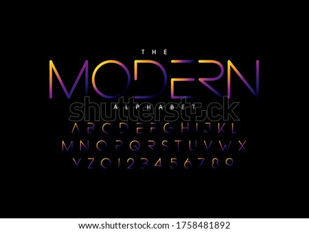 Vector of stylized modern font and alphabet