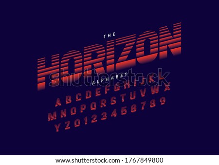 Vector of stylized modern font and alphabet