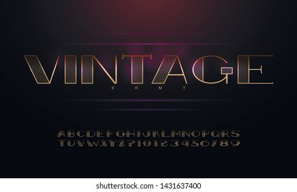 Vector of stylized modern glamorous font and alphabet