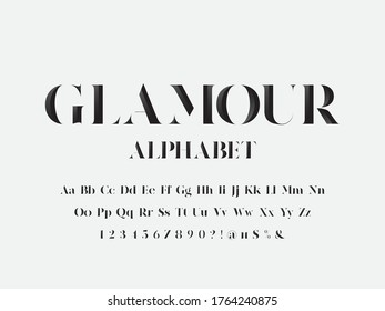 Vector of stylized modern glamorous font and alphabet design