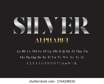 Vector of stylized modern glamorous font and alphabet design