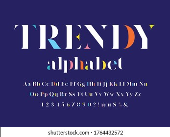 Vector of stylized modern glamorous font and alphabet design