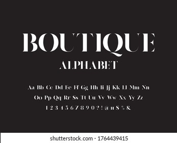 Vector of stylized modern glamorous font and alphabet design