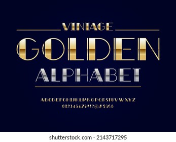 Vector de letra y alfabeto glamoroso moderno estilizado con mayúsculas, números y símbolos