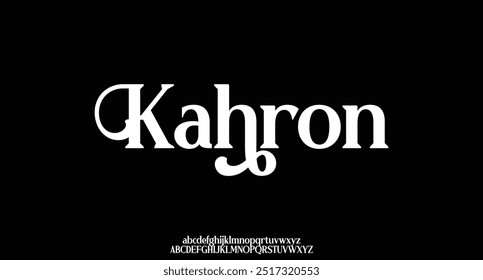 Vector of stylized modern glamorous style alphabet design with uppercase, lowercase, numbers and symbols