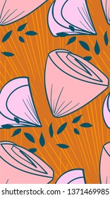 vector stylized modern seamless floral pattern
