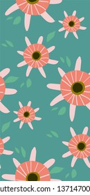 vector stylized modern seamless floral pattern