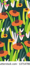 vector stylized modern seamless floral pattern
