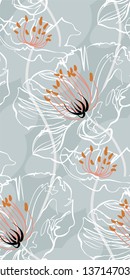 vector stylized modern seamless floral pattern
