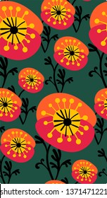 vector stylized modern seamless floral pattern