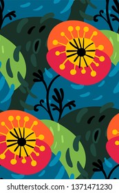 vector stylized modern seamless floral pattern
