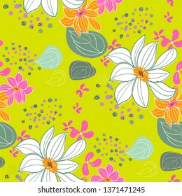 vector stylized modern seamless floral pattern