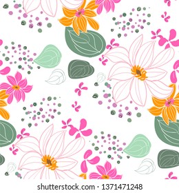 vector stylized modern seamless floral pattern