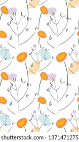 vector stylized modern seamless floral pattern