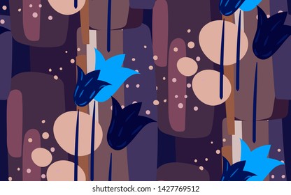 vector stylized modern seamless floral pattern