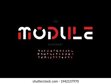 Vector of stylized module alphabet and font
