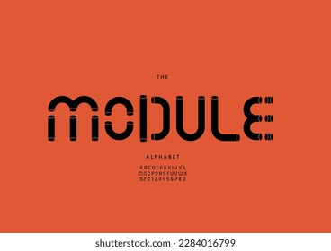 Vector of stylized module font and alphabet