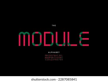 Vector of stylized module font and alphabet