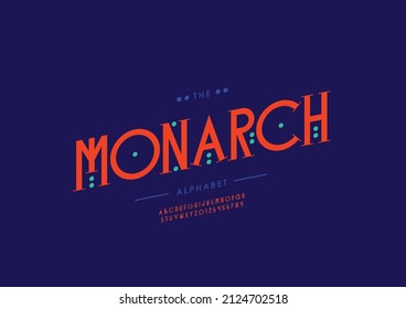 Vector of stylized monarch alphabet and font