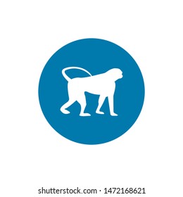 Vector Stylized Monkey Icon Illustration Isolated On White Background