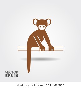 Vector Stylized Monkey Illustration Isolated On White Background