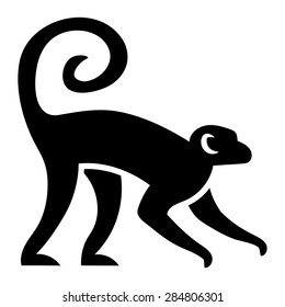 Vector Stylized Monkey Illustration Isolated On White Background