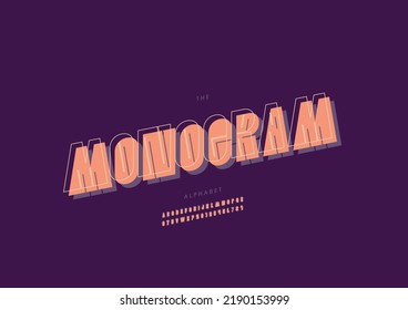 Vector del alfabeto monograma estilizado y fuente