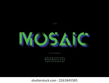 Vector of stylized mosaic alphabet and font