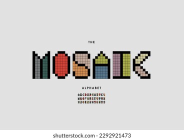 Vector de letra y alfabeto de mosaico estilizado