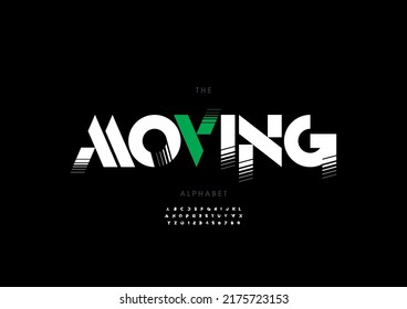 Vector of stylized moving alphabet and font