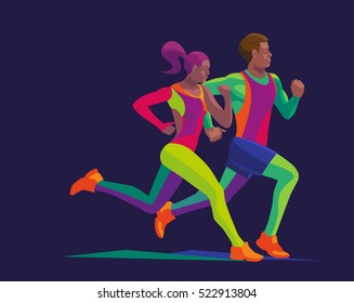 vector stylized multicolored runner