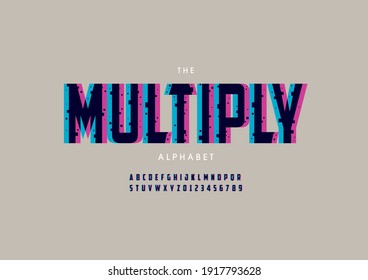 Vector of stylized multiply alphabet and font