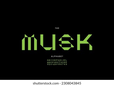 Vector of stylized musk font and alphabet
