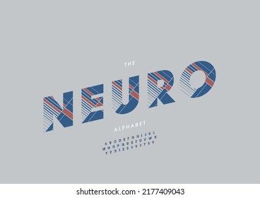 Vector of stylized neuro alphabet and font