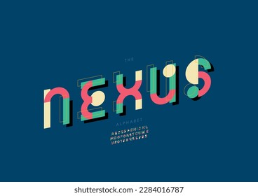 Vector del tipo de letra y alfabeto del nexo estilizado