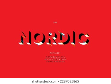 Vector of stylized nordic font and alphabet