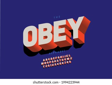 Vector of stylized obey alphabet and font