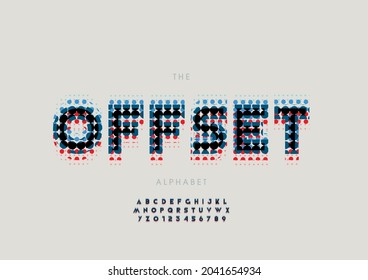 Vector of stylized offset alphabet and font